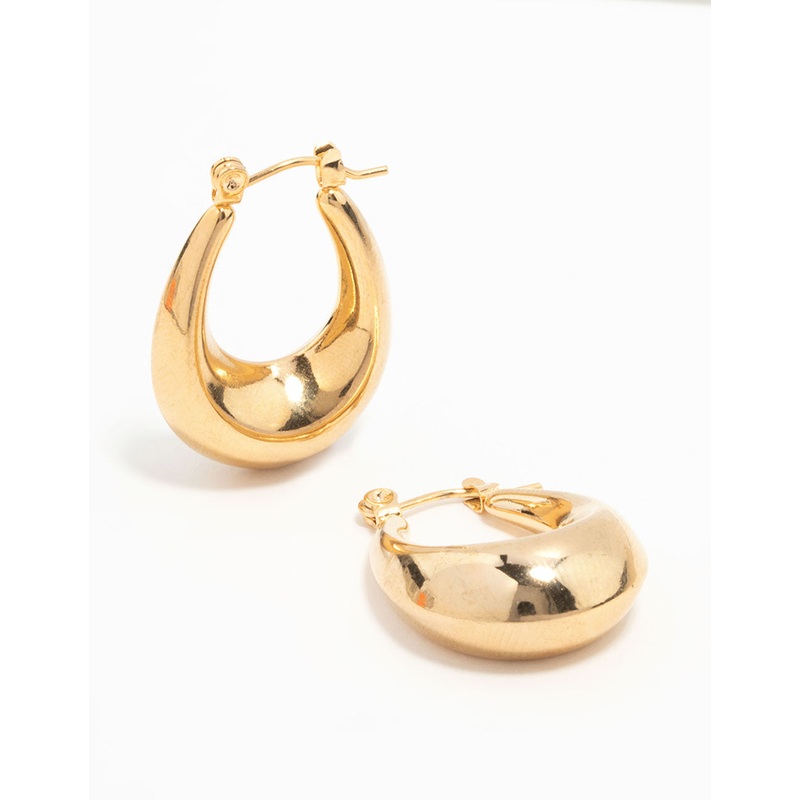 Waterproof Gold Plated Stainless Steel Mini Full Loop Hoop Earrings