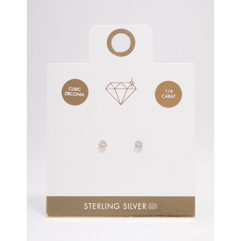 Gold Plated Sterling Silver Cubic Zirconia Srud Earrings