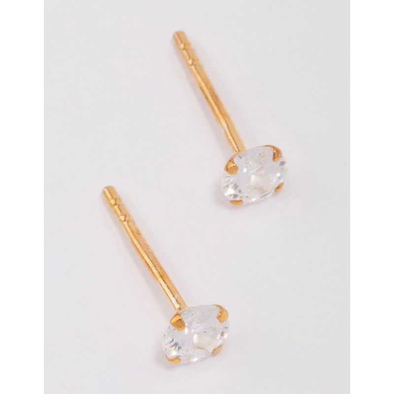Gold Plated Sterling Silver Cubic Zirconia Srud Earrings