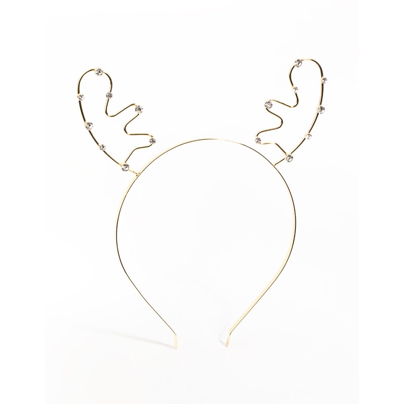 Gold Reindeer Diamante Headband