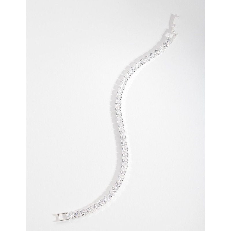Silver Cubic Zirconia Baguette Tennis Bracelet