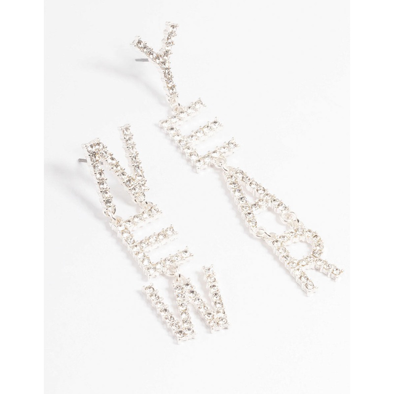 Silver New Year Drop Earrings