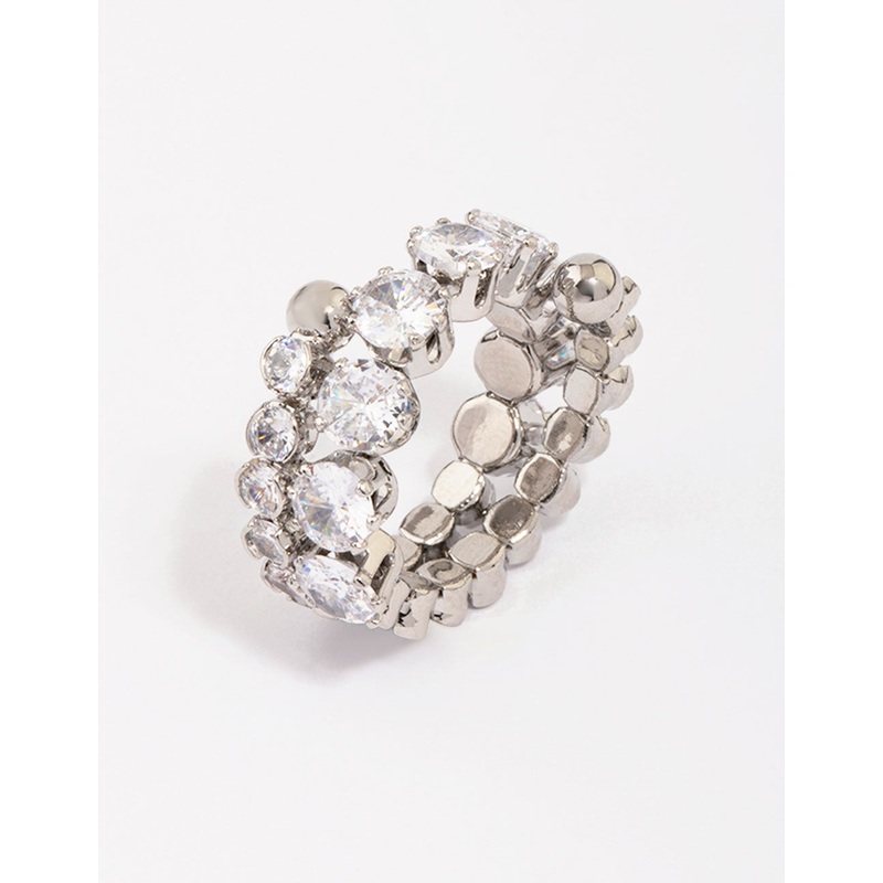 Silver Round Cubic Zirconia Wrapped Ring