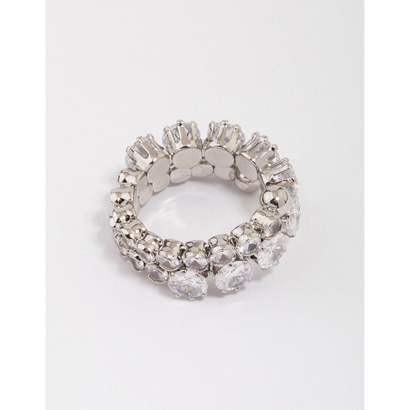 Silver Round Cubic Zirconia Wrapped Ring