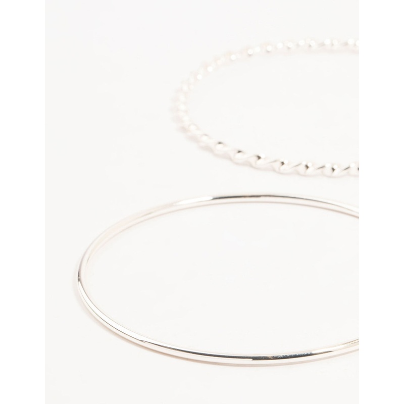 Silver Twisted Bangles 4-Pack