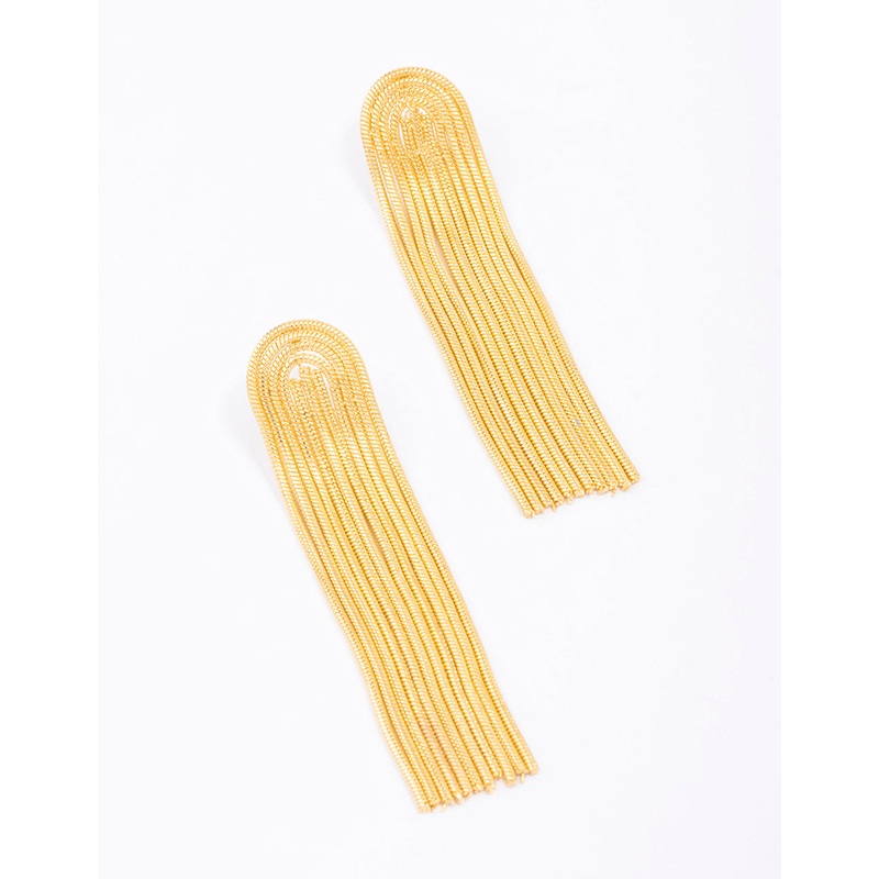 Waterproof Gold Plated Stainless Steel Curved Box Chain Drop Earrings