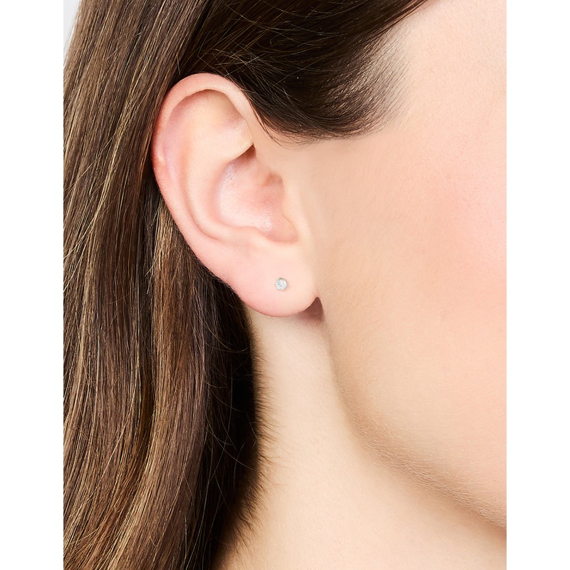 Waterproof Stainless Steel Cubic Zirconia Stud Earrings 3 MM