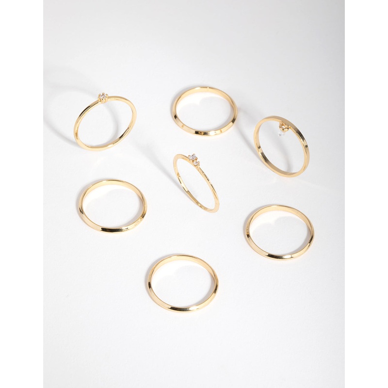 18ct Gold Plated April Cubic Zirconia Ring 7-Pack