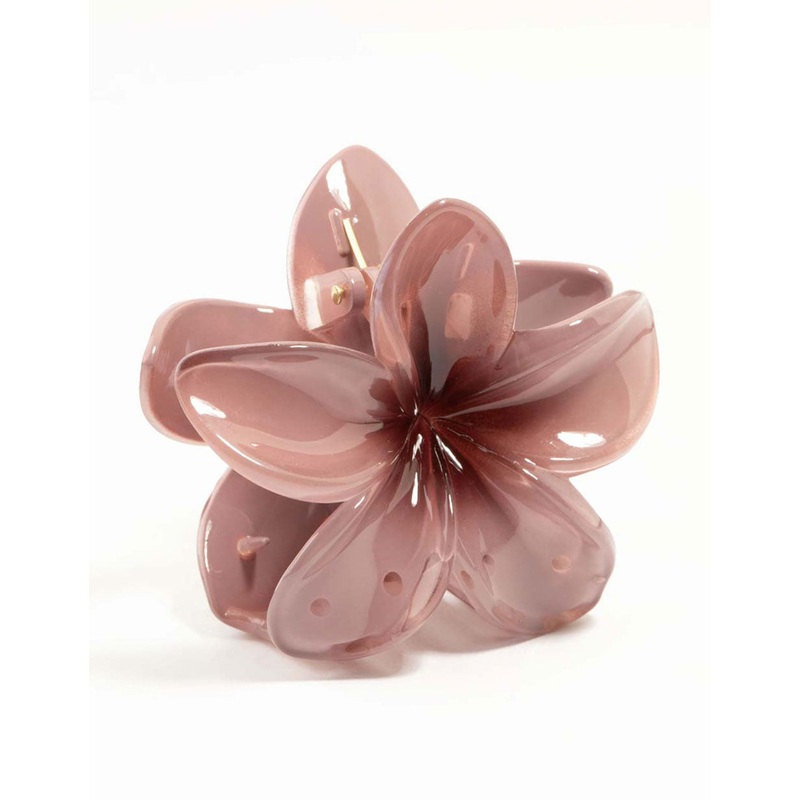 Dusty Pink Frangipani Hair Claw Clip