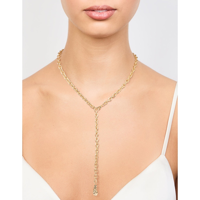 Gold Textured Y-Necklace