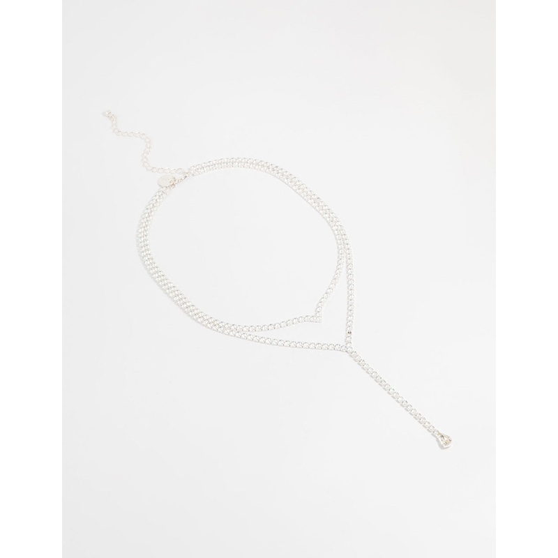 Silver Cubic Zirconia V Necklace