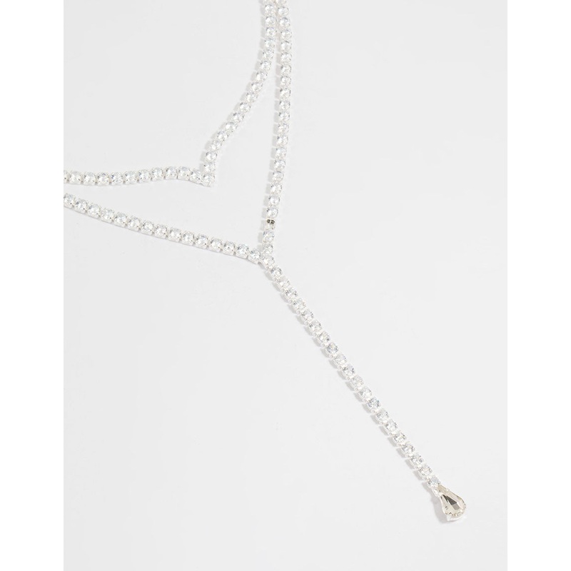 Silver Cubic Zirconia V Necklace
