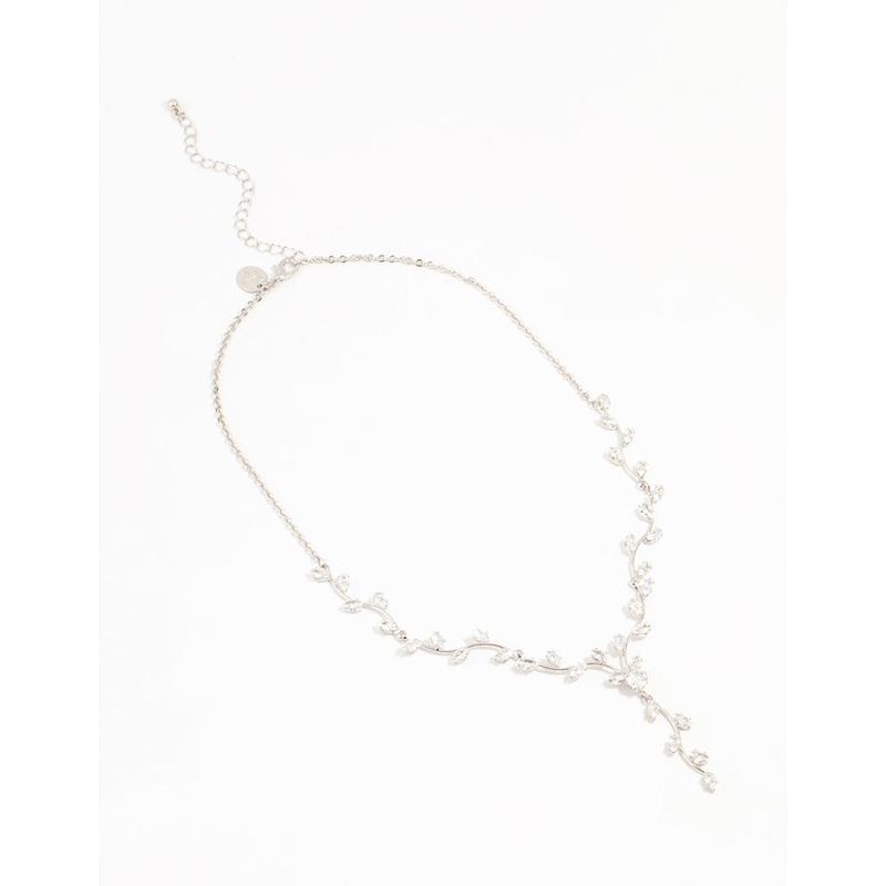 Silver Cubic Zirconia Vine Y-Necklace