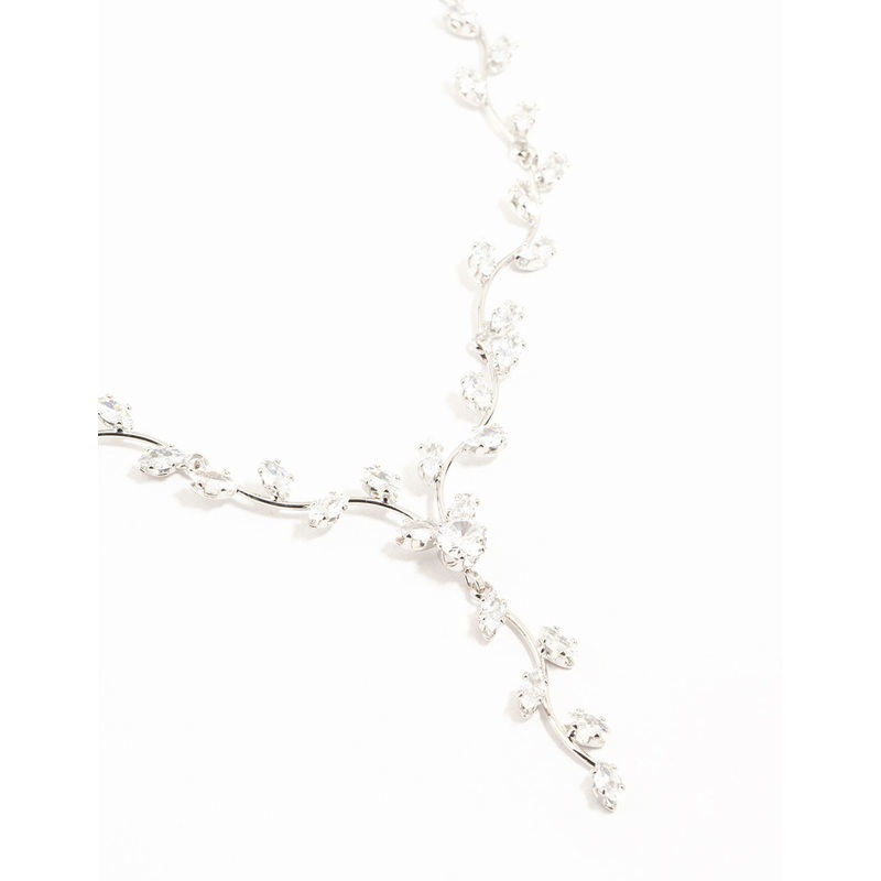 Silver Cubic Zirconia Vine Y-Necklace