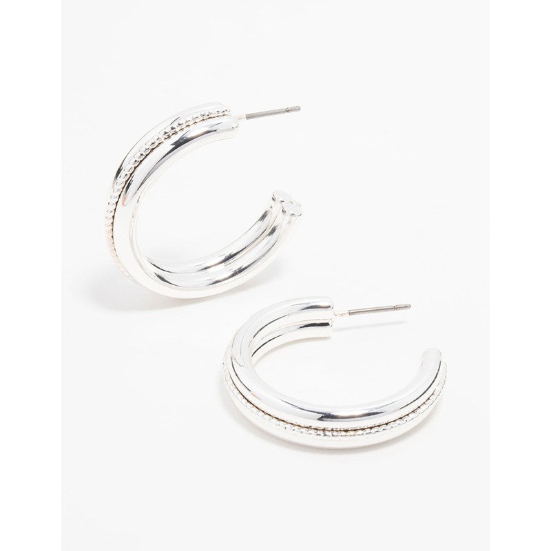 Silver Twisted Centre Hoop Earrings