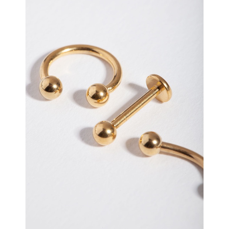 Surgical Steel Gold Mix Piercing Earring Pack