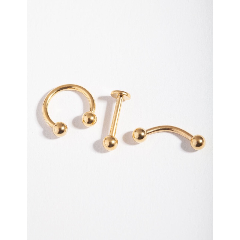 Surgical Steel Gold Mix Piercing Earring Pack