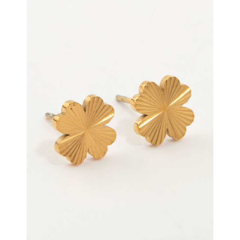 Waterproof Gold Plated Stainless Steel Flower Stud Earrings