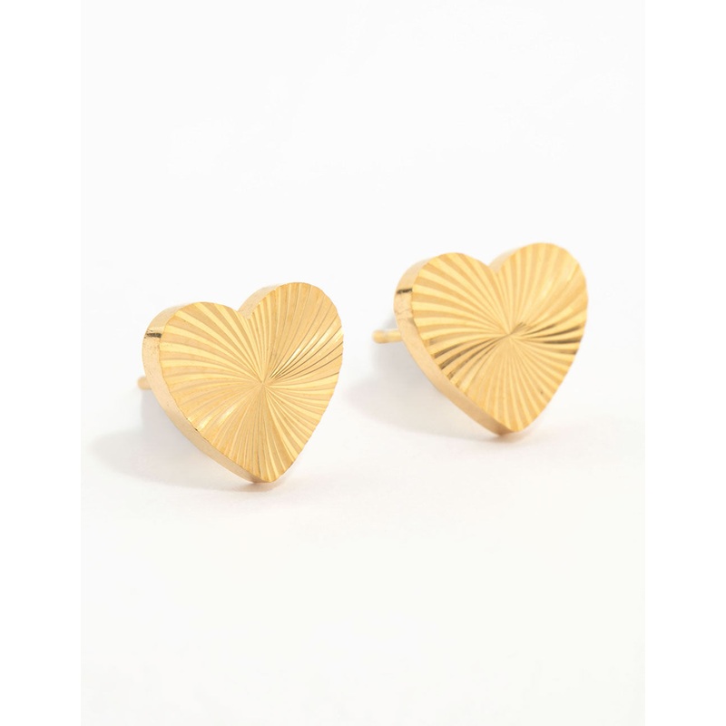 Waterproof Gold Plated Stainless Steel Heart Stud Earrings