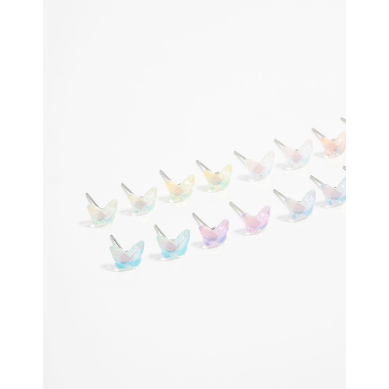 Acrylic Basic Butterfly Stud Earrings 8-Pack
