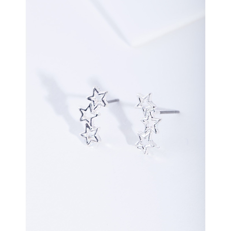 Silver Starline Cut Out Stud Earrings