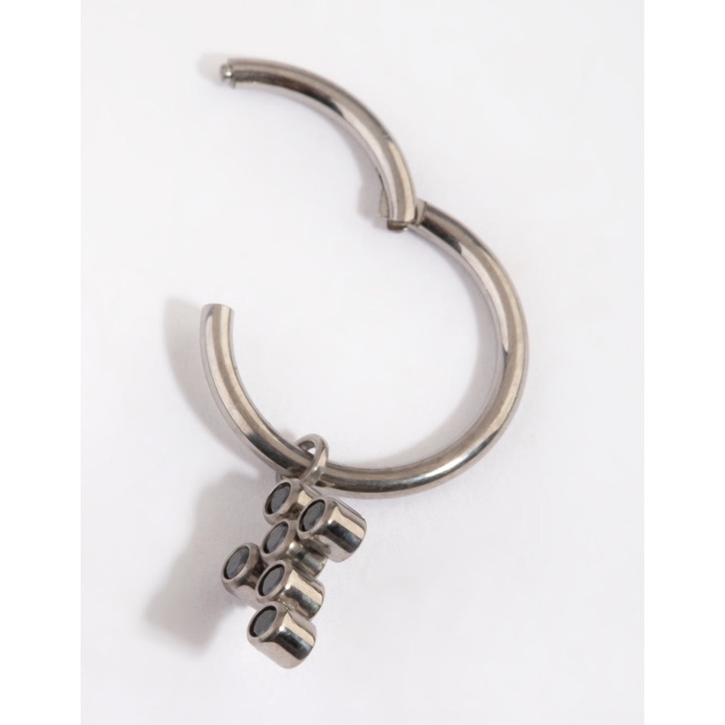 Titanium Diamante Cross Belly Ring