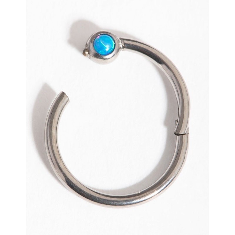 Titanium Faux Opal Belly Ring