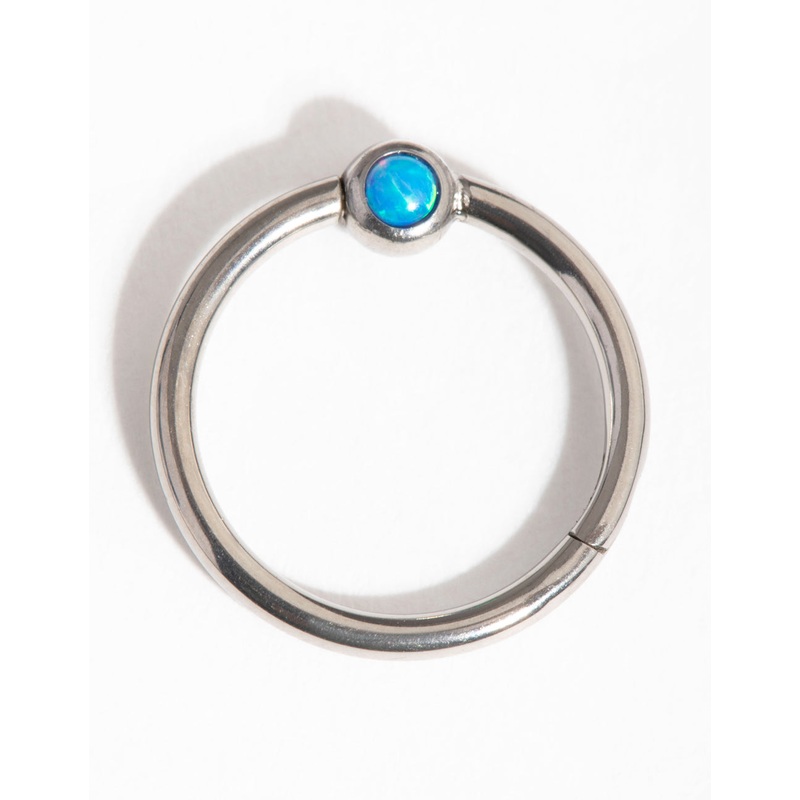 Titanium Faux Opal Belly Ring