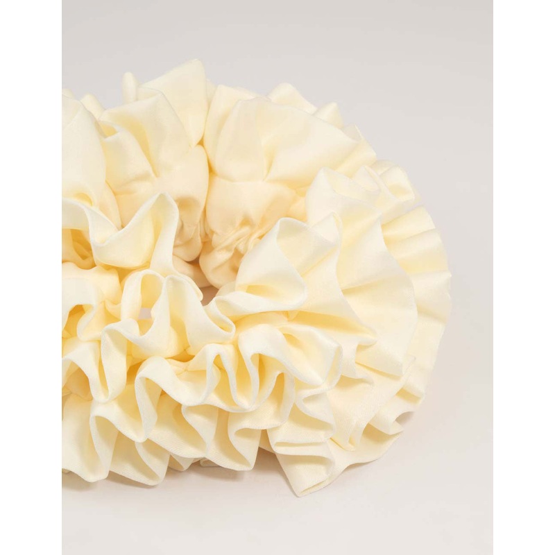 Cream Ruffle Fabric Oversized Scrunchie