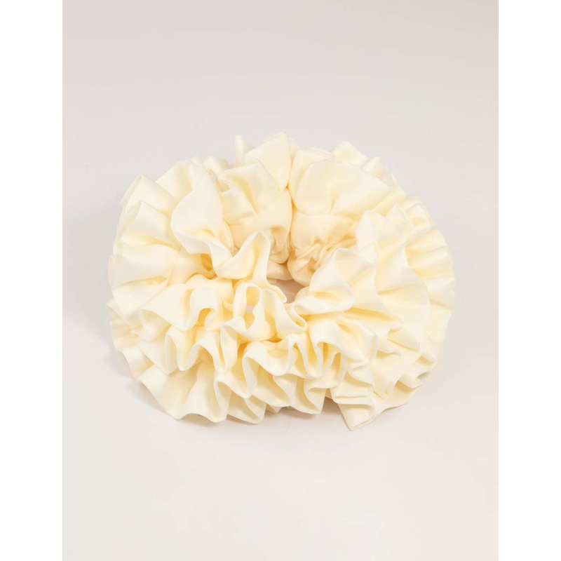 Cream Ruffle Fabric Oversized Scrunchie