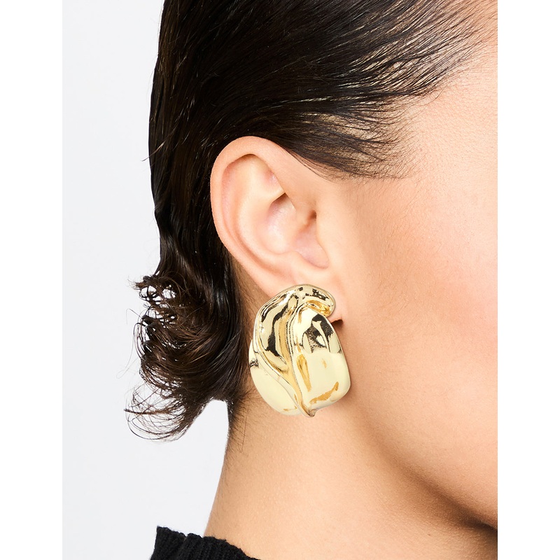Gold Abstract Textured Stud Earrings