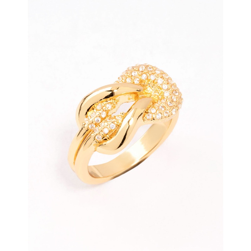 Gold Bold Diamante Knotted Ring