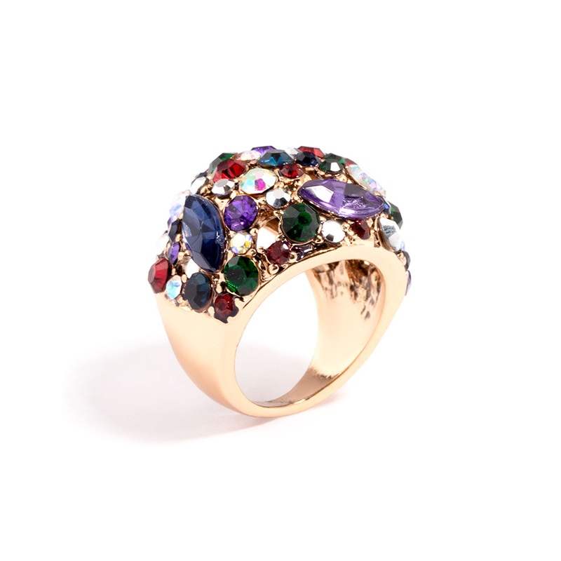 Gold Cluster Diamante Dome Ring