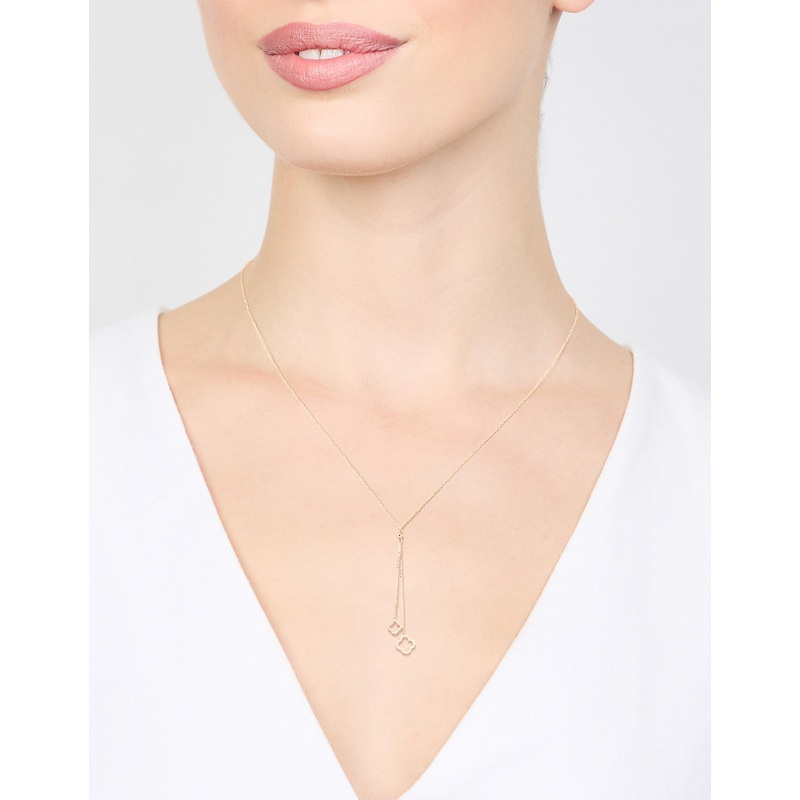 Gold Cubic Zirconia Flower Y Necklace