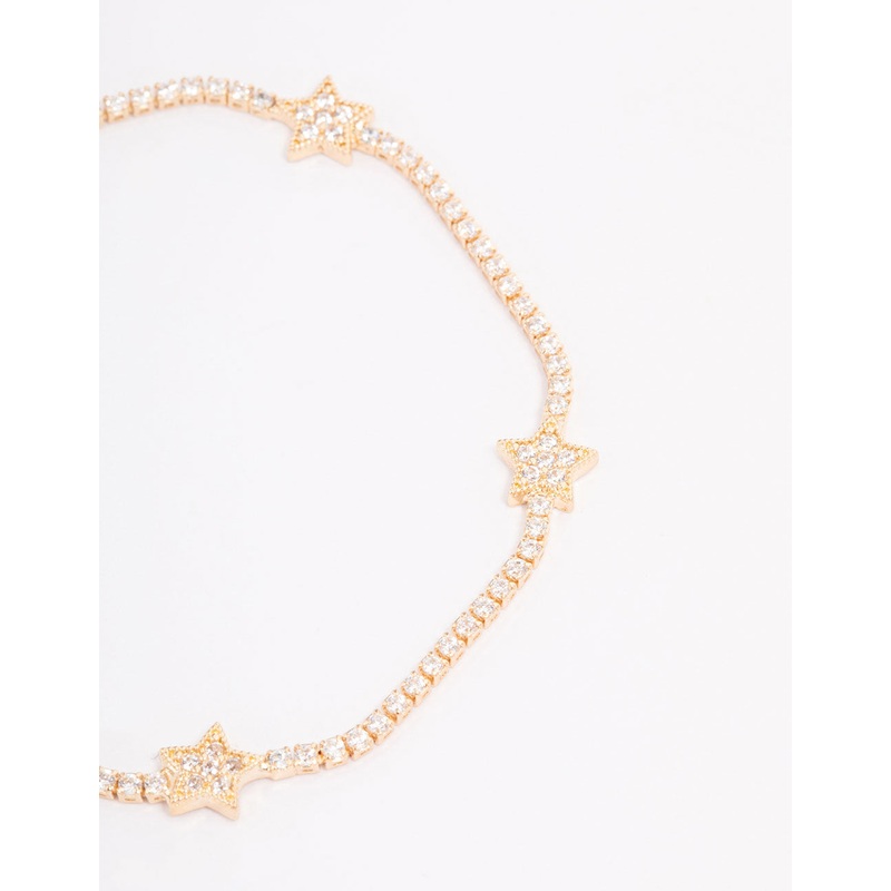 Gold Cubic Zirconia Multi Star Bracelet