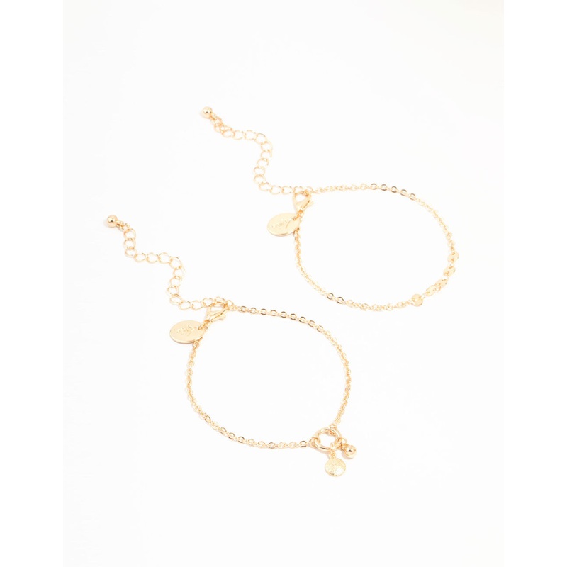 Gold Disc & Ball Toggle Charm Bracelets 2-Pack