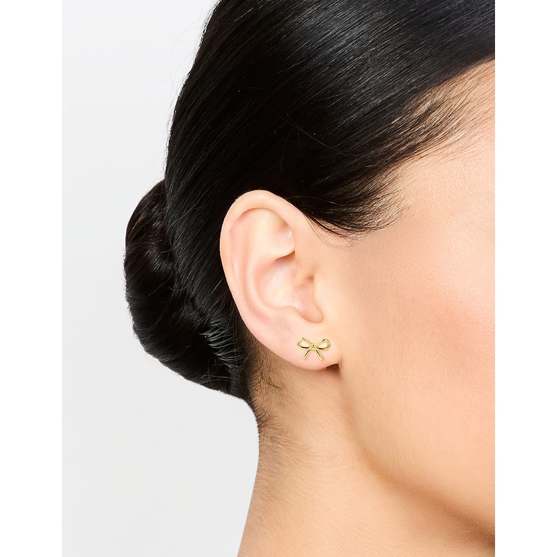 Gold Plated Sterling Silver Bow Stud Earrings