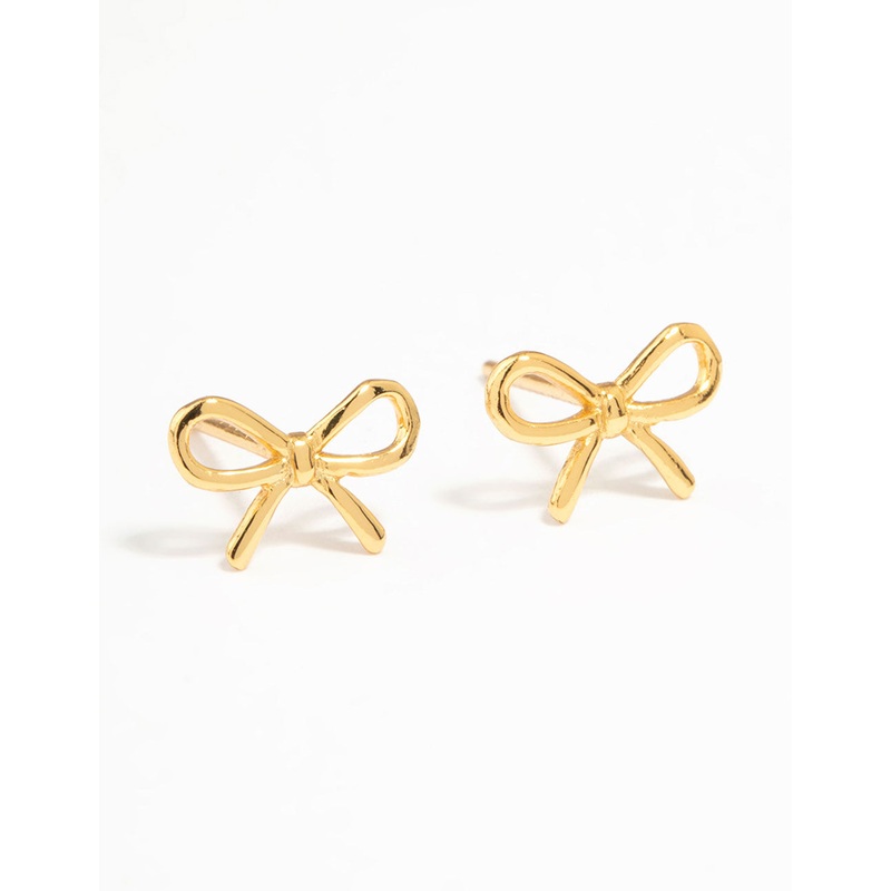 Gold Plated Sterling Silver Bow Stud Earrings