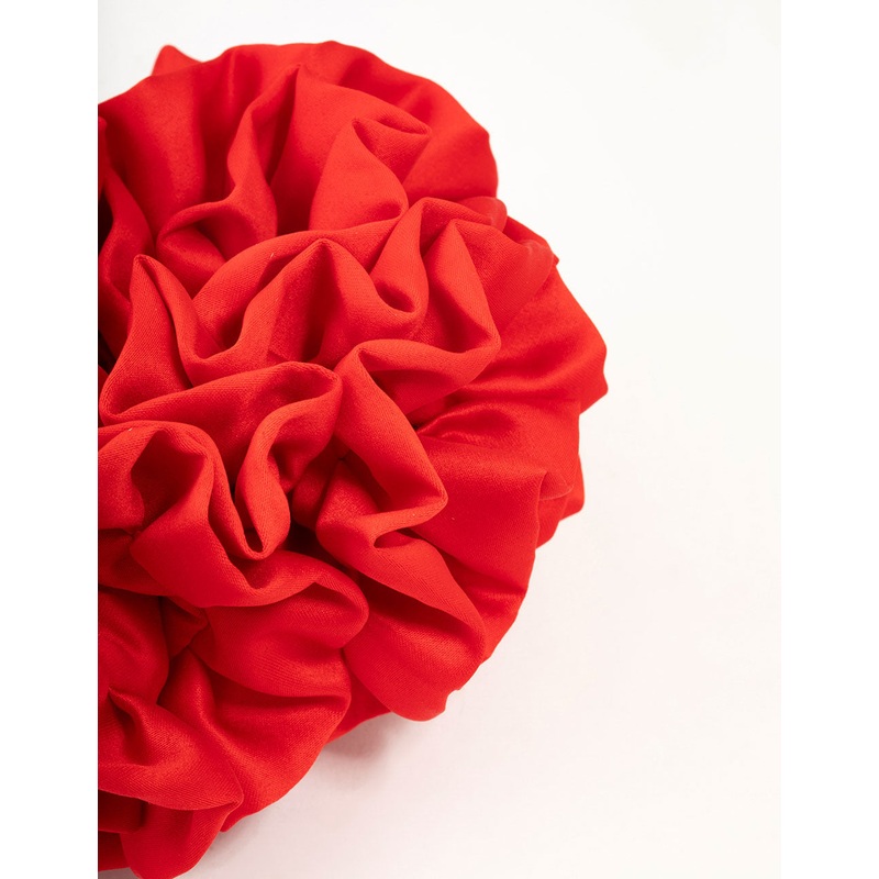 Large Red Ruffle Fabric Scrunchie