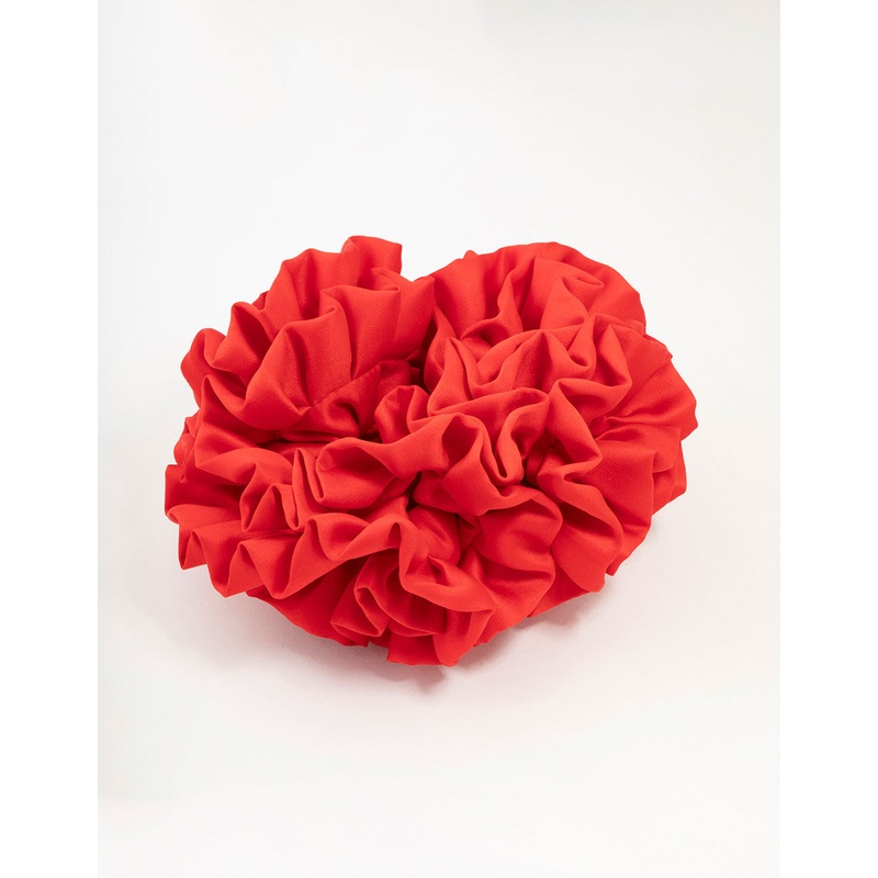 Large Red Ruffle Fabric Scrunchie
