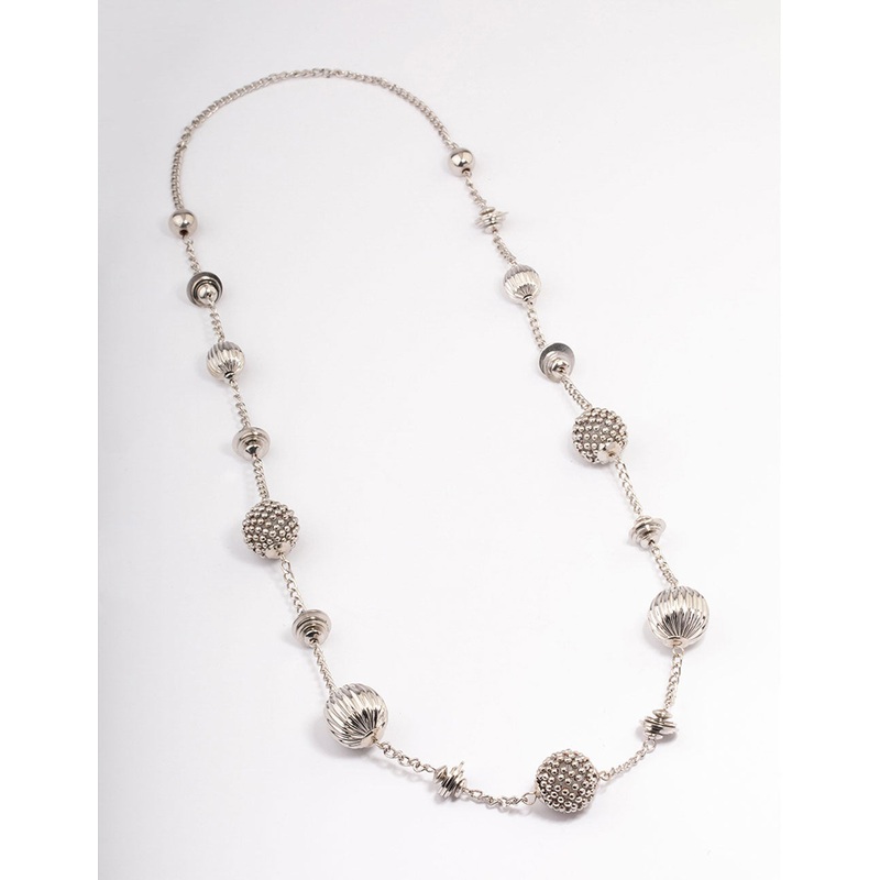 Silver Short Texture Multi Round Necklace