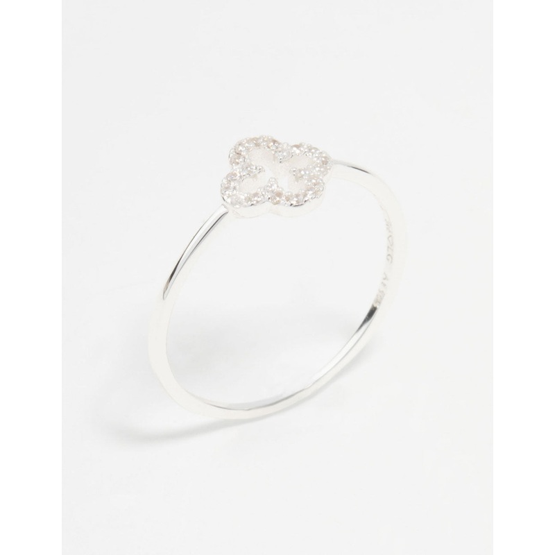 Sterling Silver Cubic Zirconia Flower Ring