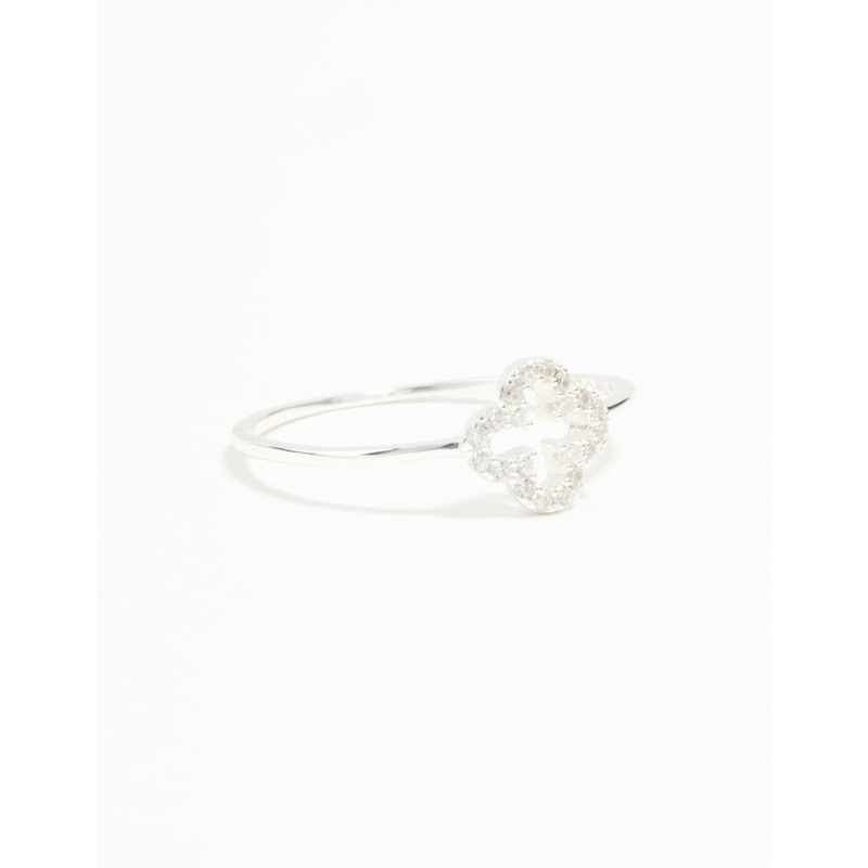 Sterling Silver Cubic Zirconia Flower Ring