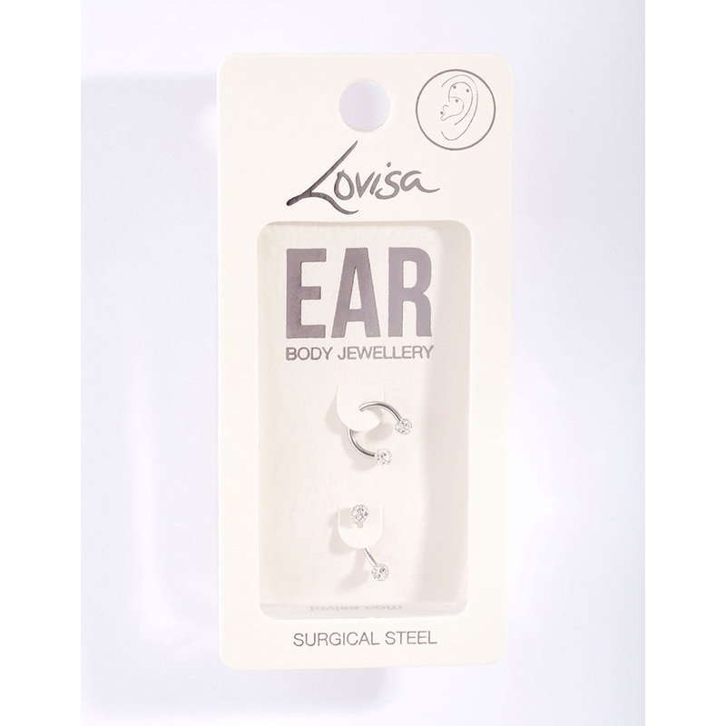 Surgical Steel Diamante Horseshoe Barbell Pack