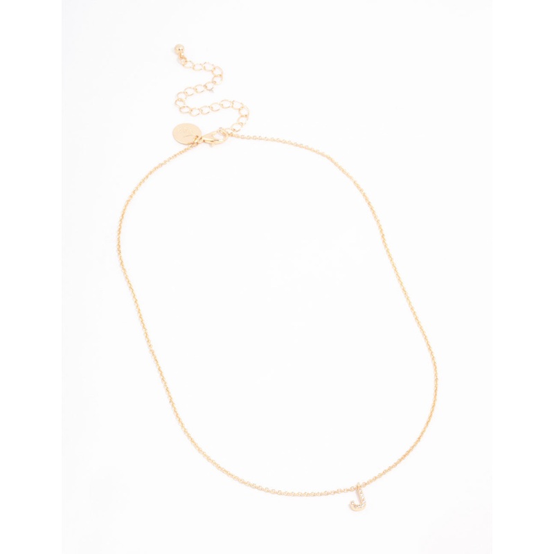 Gold Plated Cubic Zirconia Letter J Necklace