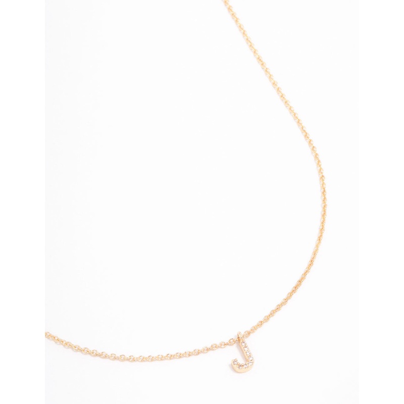 Gold Plated Cubic Zirconia Letter J Necklace