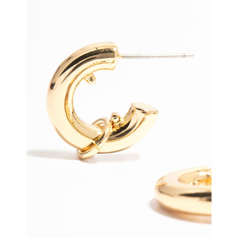 Gold Plated Mini Chubby Rondell Hoop Earrings