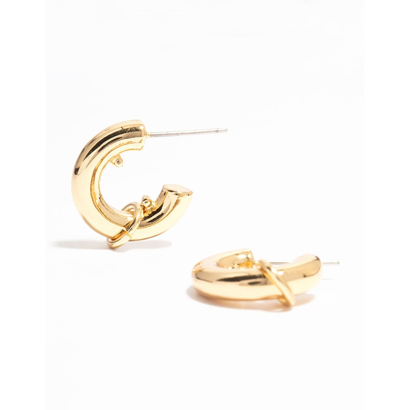Gold Plated Mini Chubby Rondell Hoop Earrings