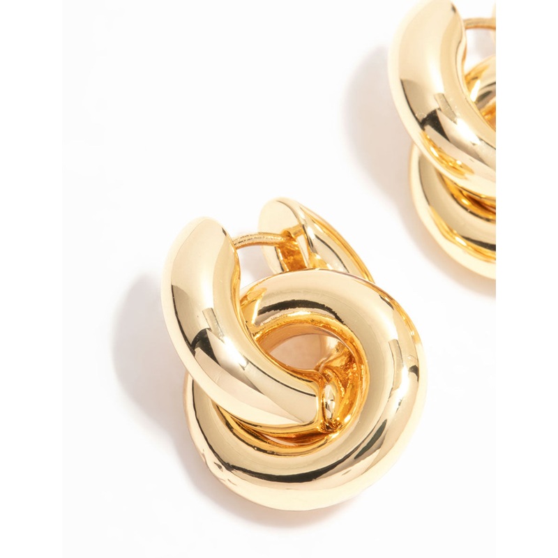 Gold Plated Rondell Huggie Drop Earrings