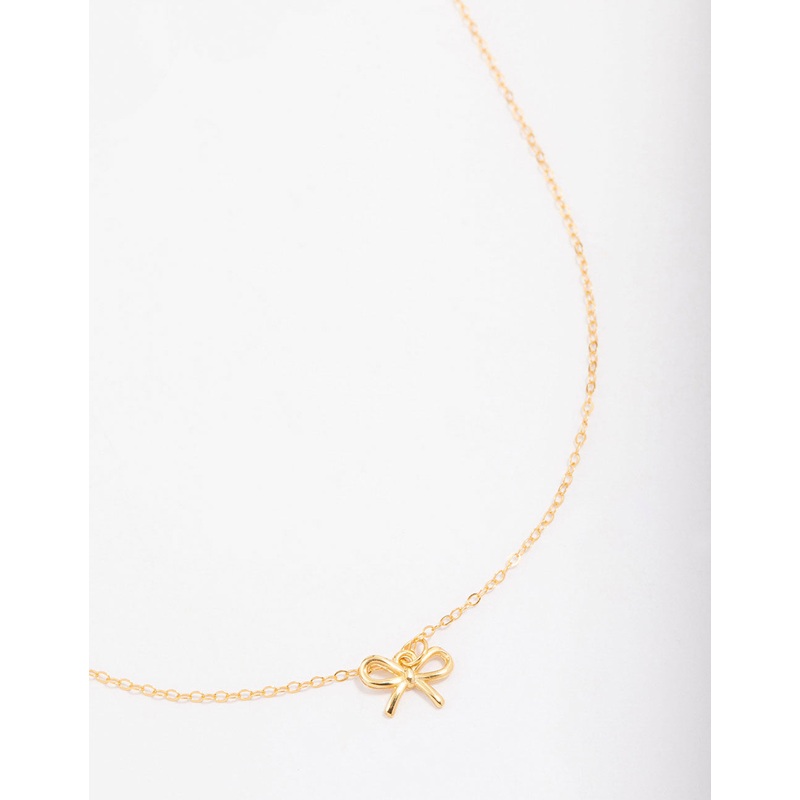 Gold Plated Sterling Silver Bow Pendant Necklace